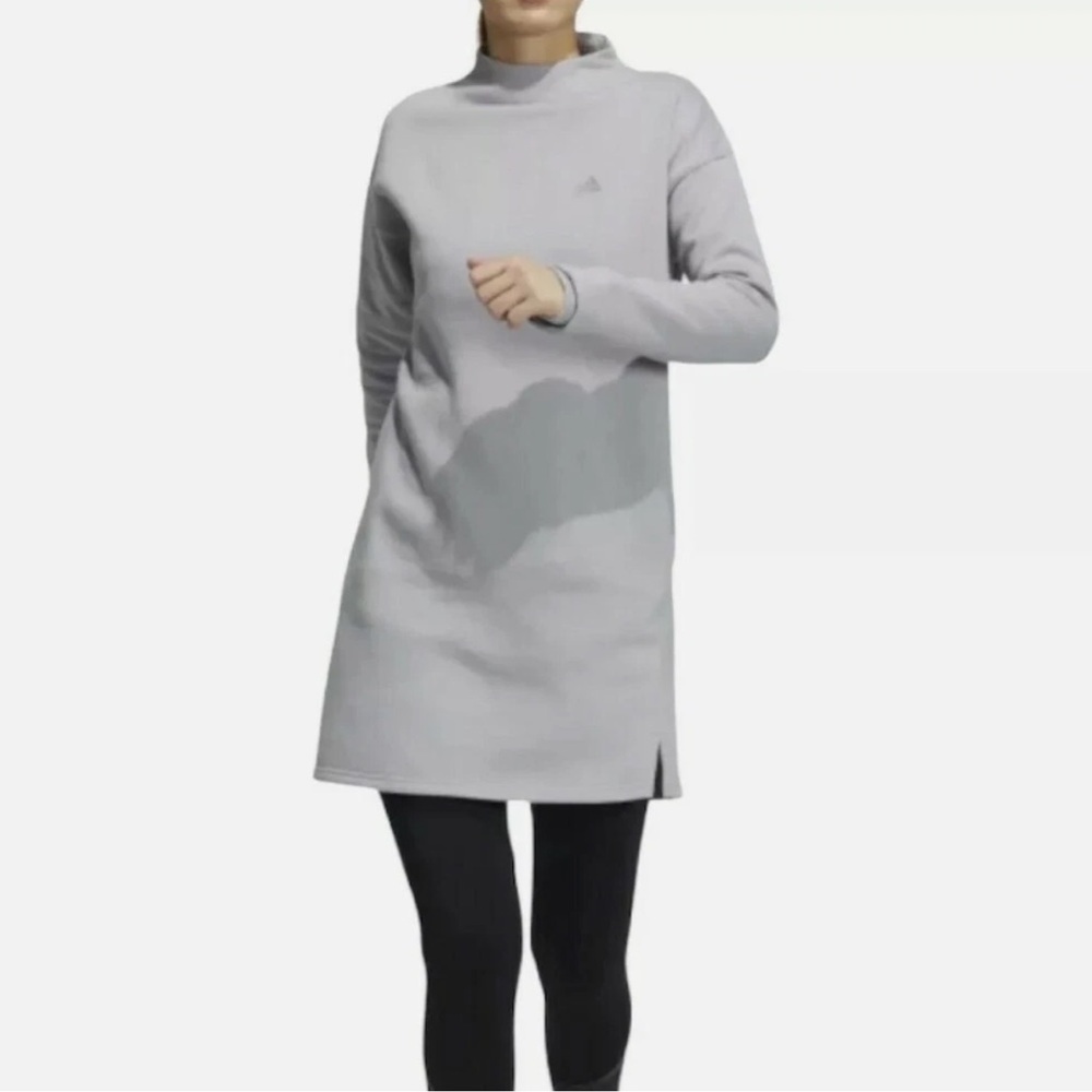 Adidas Glam On Mock Neck Long Sleeve Sweatshirt Dress SMALL